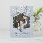 Cartes Pour Fêtes Annuelles Parties scintillant d'argent de Noël Snowflake Pho (Debout devant)