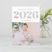 Cartes Pour Fêtes Annuelles parties scintillant d'argent Faux 2025 Joyeux Nouv (Debout devant)