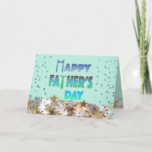 Cartes Pour Fêtes Annuelles Parties scintillant de fêtes des pères et étoiles