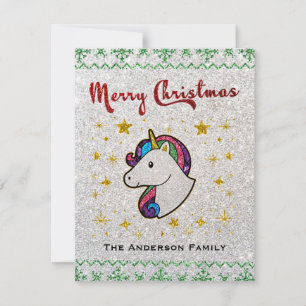Cartes Pour Fêtes Annuelles Parties scintillant de Noël de la licorne magique