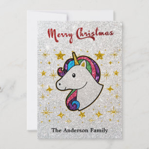 Cartes Pour Fêtes Annuelles Parties scintillant de Noël de la licorne magique