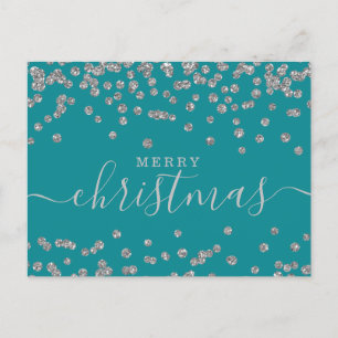 Cartes Pour Fêtes Annuelles Parties scintillant de vacances de Noël argent sim