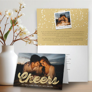Cartes Pour Fêtes Annuelles Parties scintillant d'or à la fête de Noël élégant