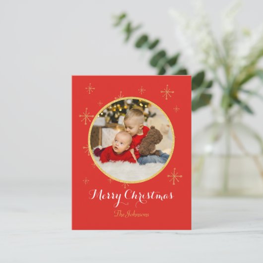 Cartes Pour Fêtes Annuelles Parties scintillant d'or classique Joyeux Noël (Debout devant)