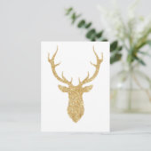 Cartes Pour Fêtes Annuelles Parties scintillant d'or Faux Cerf de Noël (Debout devant)
