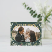 Cartes Pour Fêtes Annuelles Parties scintillant d'or Foliage de Noël (Debout devant)