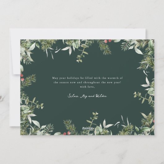 Cartes Pour Fêtes Annuelles Parties scintillant d'or Foliage de Noël (Dos)