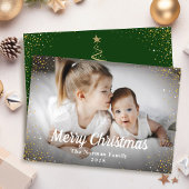 Cartes Pour Fêtes Annuelles Parties scintillant d'or Green Joyeux Noël Photo