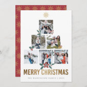 Cartes Pour Fêtes Annuelles Parties scintillant d'or Joyeux Noël Multi Photo H (Devant / Derrière)