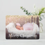 Cartes Pour Fêtes Annuelles Parties scintillant d'or Joyeux Noël photo (Debout devant)