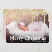 Cartes Pour Fêtes Annuelles Parties scintillant d'or Joyeux Noël photo (Devant / Derrière)