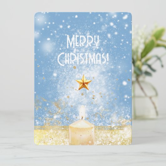 Cartes Pour Fêtes Annuelles Parties scintillant d'or Noël aux bougies (Debout devant)