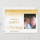 Cartes Pour Fêtes Annuelles Parties scintillant d'or photo Plat de Noël horizo (Devant)