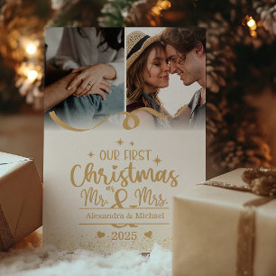Cartes Pour Fêtes Annuelles Parties scintillant d'or Premier Noël Vertical 2 P
