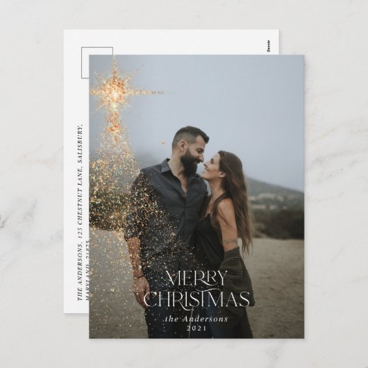 Cartes Pour Fêtes Annuelles parties scintillant d'or scintiller joyeux photo d (Devant / Derrière)