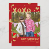 Cartes Pour Fêtes Annuelles Parties scintillant d'or XOXO Valentine's Day Card (Devant / Derrière)