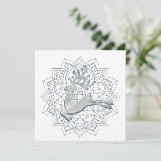 Cartes Pour Fêtes Annuelles Parties scintillant en marbre Mandala d'hiver neig (Debout devant)