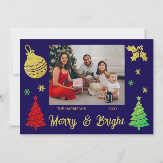 Cartes Pour Fêtes Annuelles Parties scintillant étincelante Arbre de Noël Joll (Devant)