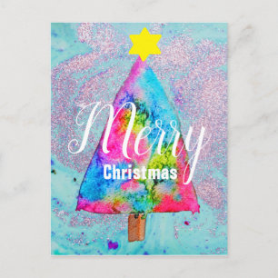 Cartes Pour Fêtes Annuelles Parties scintillant moderne colorée de Noël bleu e