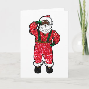 Cartes Pour Fêtes Annuelles parties scintillant noir santa claus