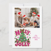 Cartes Pour Fêtes Annuelles Parties scintillant photo Leopard Bow Holly Jolly (Devant)