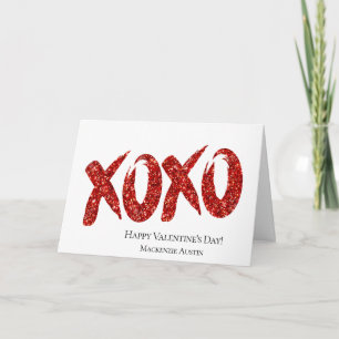 Cartes Pour Fêtes Annuelles Parties scintillant rouge XOXO   Jour des Valentin