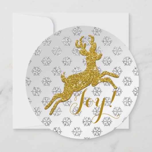 Cartes Pour Fêtes Annuelles Parties scintillant Satin Blanc Snowflakes, Cerf P (Devant)