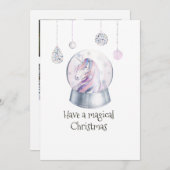 Cartes Pour Fêtes Annuelles Parties scintillant Unicorn Winter Holiday Photo C (Devant / Derrière)