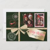 Cartes Pour Fêtes Annuelles Parties scintillant unique Gold Bow cadeau photo J (Devant)