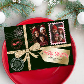 Cartes Pour Fêtes Annuelles Parties scintillant unique Gold Bow cadeau photo J