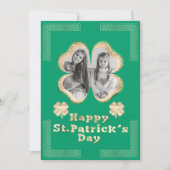 Cartes Pour Fêtes Annuelles Parties scintillant verte et or Clover Photo Célti (Devant)