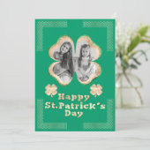 Cartes Pour Fêtes Annuelles Parties scintillant verte et or Clover Photo Célti (Debout devant)
