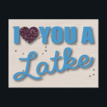 Cartes Pour Fêtes Annuelles Parties scintillantes et Latkes Hanoukka<br><div class="desc">Digitals scrapbooking la carte de voeux d'amusement de hanoukka.   Jouez avec des mots,  scintillez des coeurs et les débuts pour vous dire les aiment.</div>