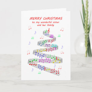 Cartes Pour Fêtes Annuelles Partition de Noël pour une sœur et sa famille