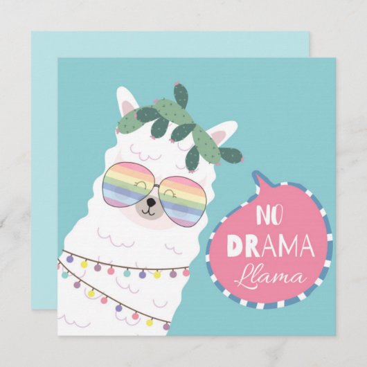 Cartes Pour Fêtes Annuelles Pas de lama dramatique (Devant / Derrière)