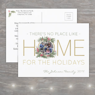 Cartes Pour Fêtes Annuelles Pas d'endroit comme à la maison Noël Holly Wreath 