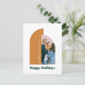 Cartes Pour Fêtes Annuelles Pastel Arch Gold Joyeux Noël Famille Photo (Debout devant)