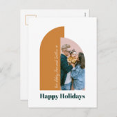 Cartes Pour Fêtes Annuelles Pastel Arch Gold Joyeux Noël Famille Photo (Devant / Derrière)