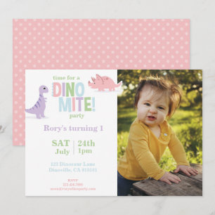 Cartes Pour Fêtes Annuelles Pastel Baby Dinosaur Enfants Photo Anniversaire