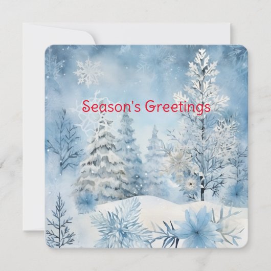 Cartes Pour Fêtes Annuelles Pastel Blue Forêt de Neige Scène Noël (Devant)
