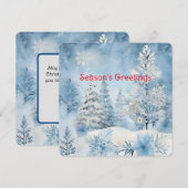 Cartes Pour Fêtes Annuelles Pastel Blue Forêt de Neige Scène Noël (Devant / Derrière)