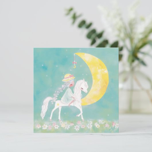 Cartes Pour Fêtes Annuelles Pastel Celestial Pony and Crescent Moon (Debout devant)