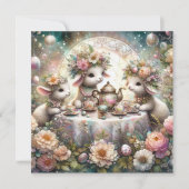 Cartes Pour Fêtes Annuelles Pastel Cute Lamb Tea Party de Pâques (Devant)