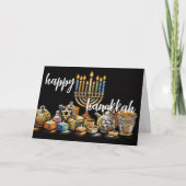 Cartes Pour Fêtes Annuelles Pastel Dessin Menorah Hanoukka bougies (Devant)