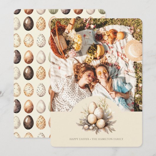 Cartes Pour Fêtes Annuelles Pastel Easter Eggs Design with Photo Personalized (Devant / Derrière)