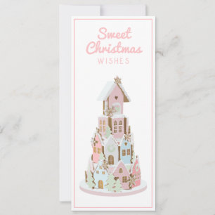 Cartes Pour Fêtes Annuelles Pastel Gingerpain Sucre Château Gâteau