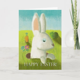 Cartes Pour Fêtes Annuelles Pastel heureux de fleur de ressort de pré de lapin