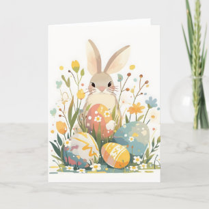 Cartes Pour Fêtes Annuelles Pastel lapin et oeufs de Pâques