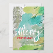 Cartes Pour Fêtes Annuelles Pastel Modern Christmas Tree Aquarelle Art (Devant)