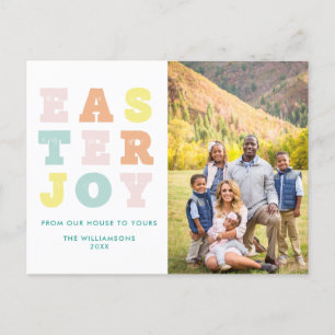 Cartes Pour Fêtes Annuelles Pastel Moderne Typographique Famille Photo Pâques